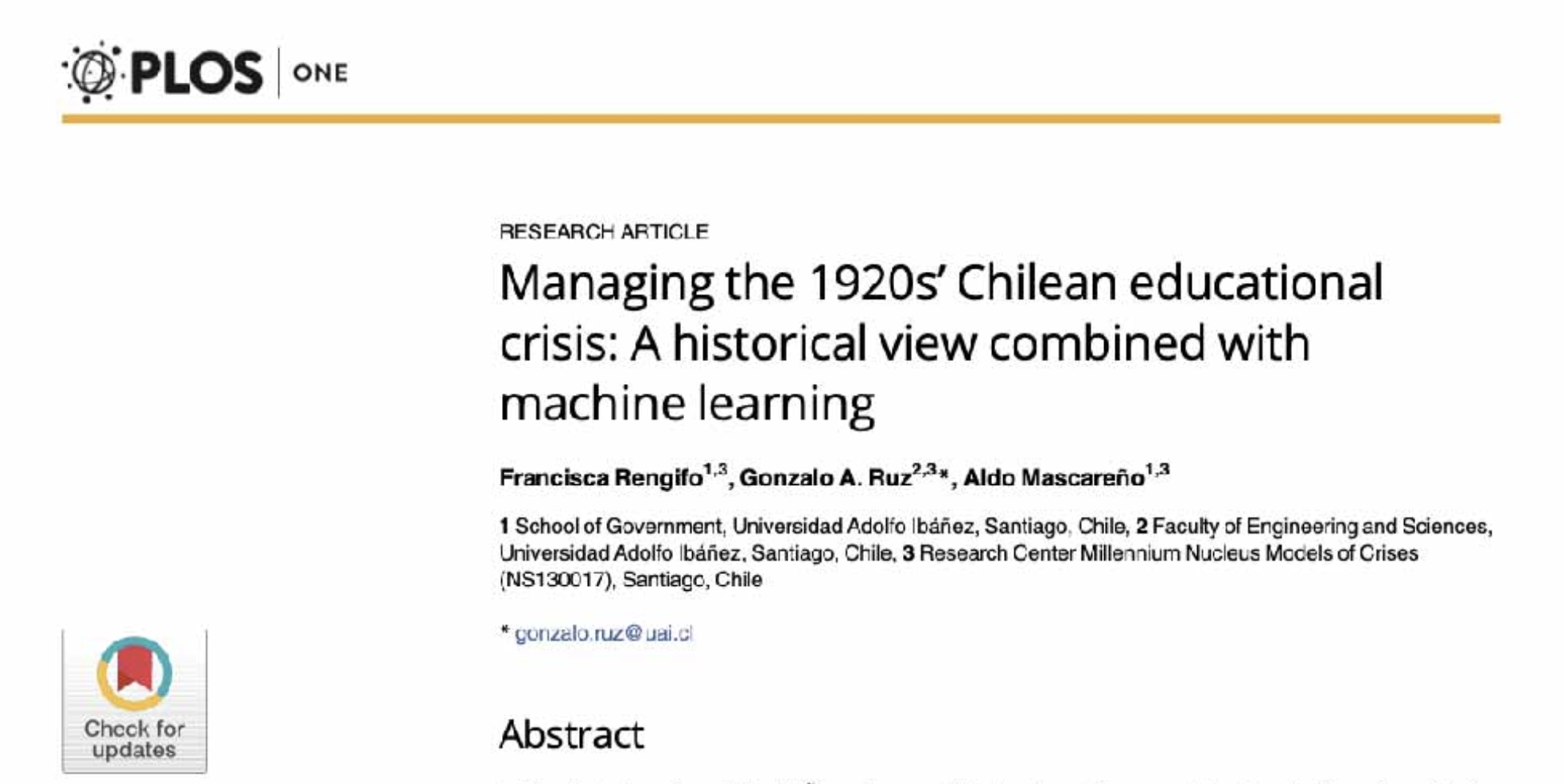 Managing the 1920s’ Chilean educational crisis: A historical view combined with machine learning